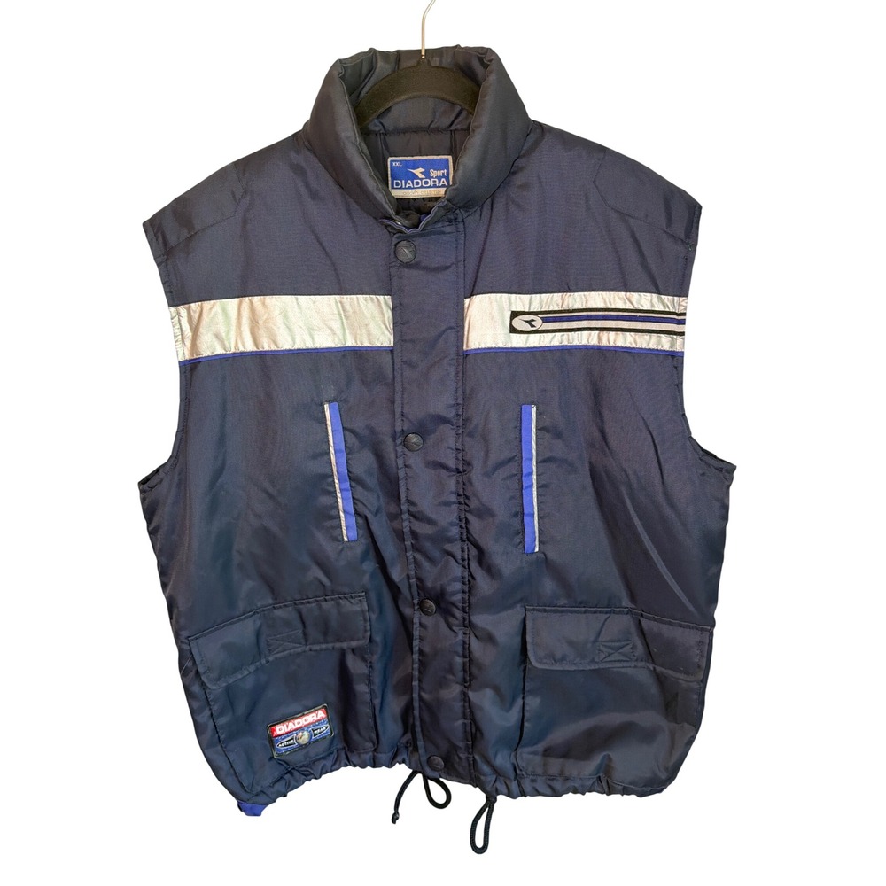 Vintage 90's Diadora Sport Adawn Collection Mens XXL Navy Blue Puffer Vest